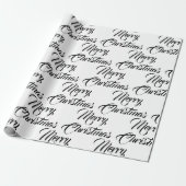 Papier Cadeau Joyeux Noël noir blanc script personnalisé élégant (Déroulé)