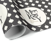 Papier Cadeau Joyeux Noël noir et or clair (Coin rond)