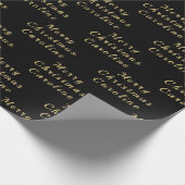 Papier Cadeau Joyeux Noël Nom Black Gold Simple Modern (Coin)