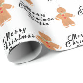 Papier Cadeau Joyeux Noël Nom Black White Gingpain homme (Coin rond)