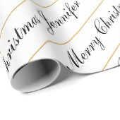 Papier Cadeau Joyeux Noël Nom Chic Personnalisé (Coin rond)