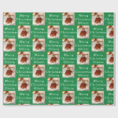 Papier Cadeau Joyeux Noël Nom Green White Photo Collage (Plat)