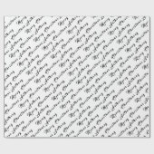 Papier Cadeau Joyeux Noël Nom noir blanc Simple moderne (Plat)