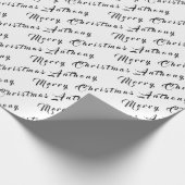 Papier Cadeau Joyeux Noël Nom noir blanc Simple moderne (Coin)