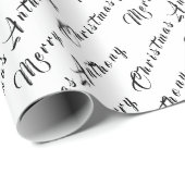 Papier Cadeau Joyeux Noël Nom noir blanc Simple moderne (Coin rond)