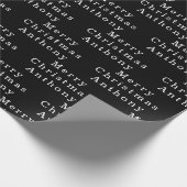 Papier Cadeau Joyeux Noël Nom noir blanc Simple moderne (Coin)