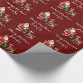 Papier Cadeau Joyeux Noël Nom Père Noël et Reindeer (Coin)