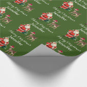 Papier Cadeau Joyeux Noël Nom Père Noël et Reindeer Wrapper P (Coin)