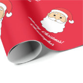 Papier Cadeau Joyeux Noël Nom personnalisé Santa Claus Rouge (Coin rond)
