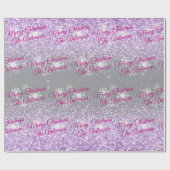 Papier Cadeau Joyeux Noël, Noms, Fuchsia & Grey, Parties scintil (Plat)