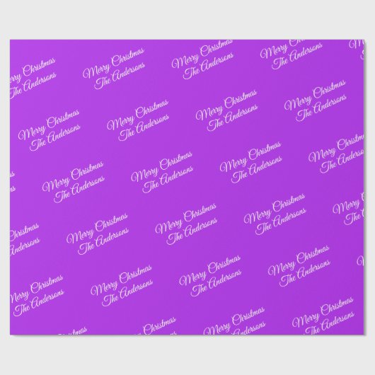 Papier Cadeau Joyeux Noël, Noms, Script blanc sur violet (Plat)