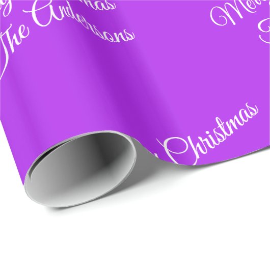 Papier Cadeau Joyeux Noël, Noms, Script blanc sur violet (Coin rond)