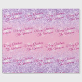 Papier Cadeau Joyeux Noël, Noms, Script Fuchsia, Parties scintil (Plat)