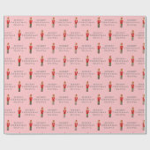 Papier Cadeau Joyeux Noël Nutcracker Nom rose gris moderne (Plat)