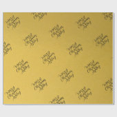 Papier Cadeau Joyeux Noël or écriture manuscrite (Plat)