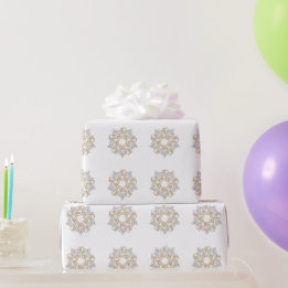 Papier Cadeau Joyeux Noël or, Silver Snowflake Holiday