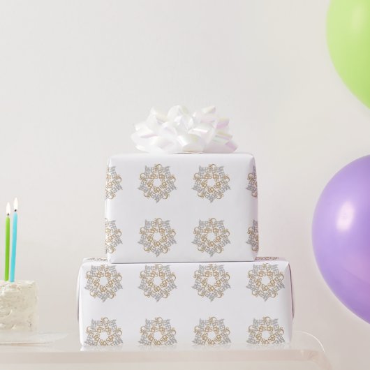 Papier Cadeau Joyeux Noël or, Silver Snowflake Holiday (Cadeaux de fête)
