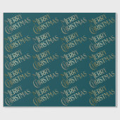 Papier Cadeau Joyeux Noël Or & Vert Embossé Gradient 3D (Plat)