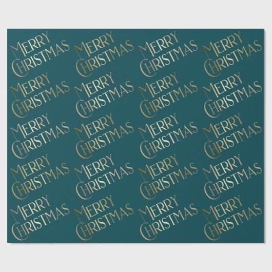 Papier Cadeau Joyeux Noël Or & Vert Embossé Gradient 3D (Plat)