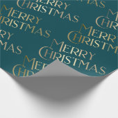 Papier Cadeau Joyeux Noël Or & Vert Embossé Gradient 3D (Coin)