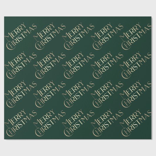 Papier Cadeau Joyeux Noël Or & Vert Embossé Gradient 3D (Plat)