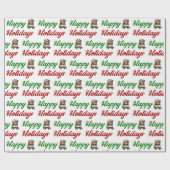 Papier Cadeau Joyeux Noël Ours en peluche script de Noël (Plat)