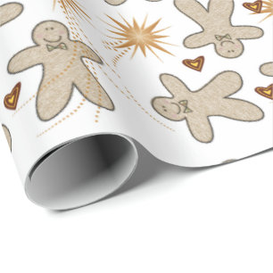 Papier Cadeau Joyeux Noël Pain d'épices Homme Enveloppement Papi