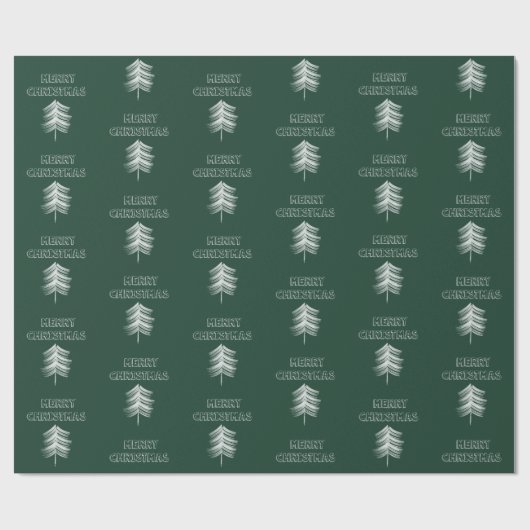 Papier Cadeau Joyeux Noël Papier à enveloppement vert et blanc (Plat)