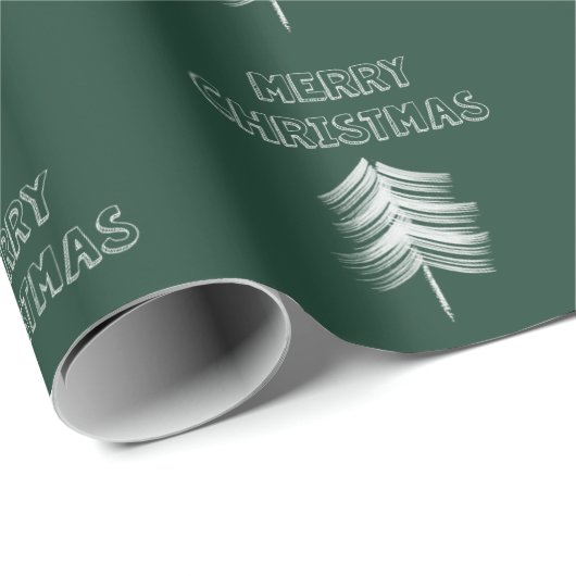 Papier Cadeau Joyeux Noël Papier à enveloppement vert et blanc (Coin rond)