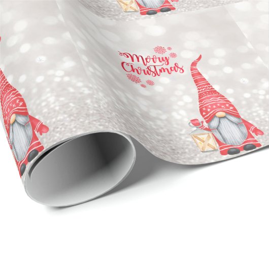 Papier Cadeau Joyeux Noël, Parties scintillant Bokeh, Mignonne G (Coin rond)