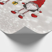 Papier Cadeau Joyeux Noël, Parties scintillant Bokeh Red Gnomes (Coin)