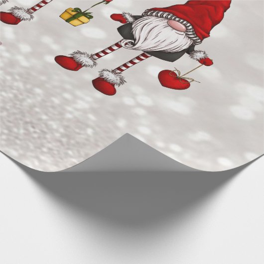 Papier Cadeau Joyeux Noël, Parties scintillant Bokeh Red Gnomes (Coin)