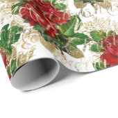 Papier Cadeau Joyeux Noël Parties scintillant Script Rose or rou (Coin rond)