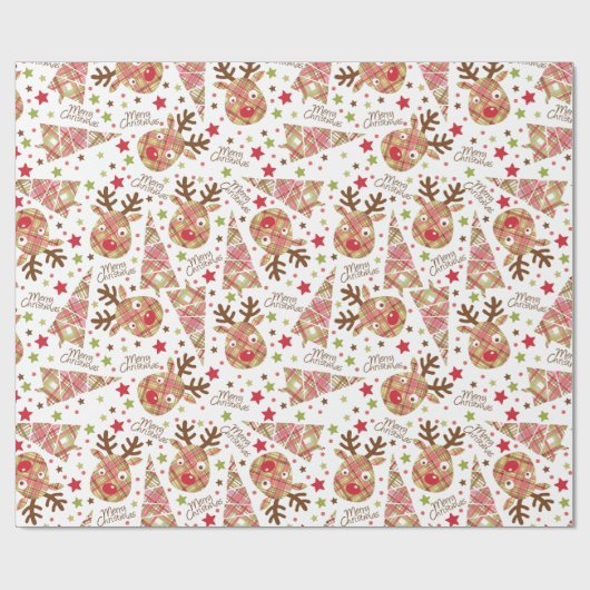 Papier Cadeau Joyeux Noël Patchwork (Plat)