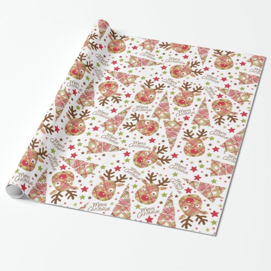 Papier Cadeau Joyeux Noël Patchwork (Déroulé)