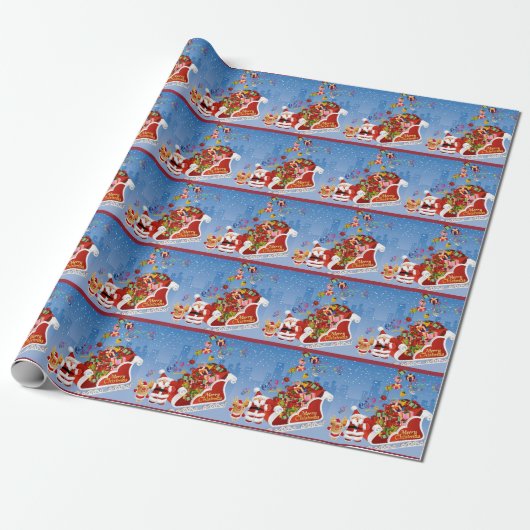 Papier Cadeau Joyeux Noël Père Noël (Déroulé)