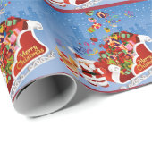 Papier Cadeau Joyeux Noël Père Noël (Coin rond)
