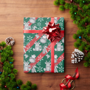 Papier Cadeau Joyeux Noël Père Noël Canne en Bonbons Renne