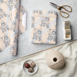 Papier Cadeau Joyeux Noël Père Noël Canne en Bonbons Renne