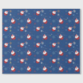 Papier Cadeau Joyeux Noël Père Noël Dansant Dans La Neige (Plat)