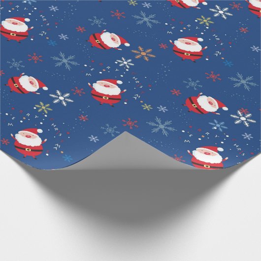 Papier Cadeau Joyeux Noël Père Noël Dansant Dans La Neige (Coin)