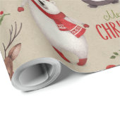 Papier Cadeau Joyeux Noël Père Noël Et Amis (Coin rond)