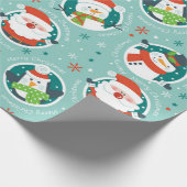 Papier Cadeau Joyeux Noël Père Noël Et Amis (Coin)