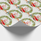 Papier Cadeau Joyeux Noël Père Noël et Mme Claus (Coin)