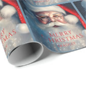 Papier Cadeau Joyeux Noël Père Noël Festive Nom personnalisé (Coin rond)