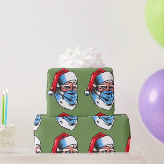 Papier Cadeau Joyeux Noël Père Noël Masque visage Fun (Cadeaux de fête)