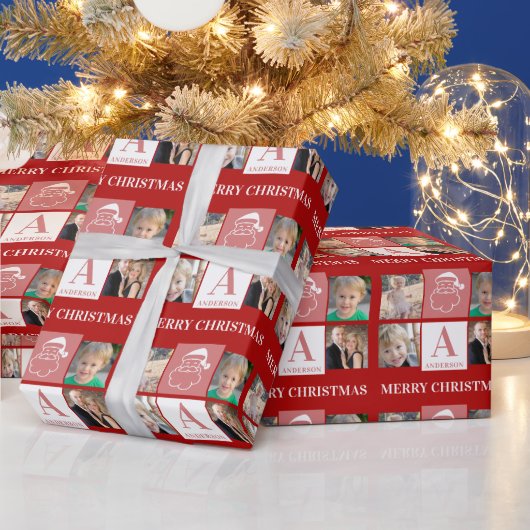 Papier Cadeau Joyeux Noël Père Noël Monogramme 4 Photos (Vacances)