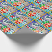 Papier Cadeau Joyeux Noël Père Noël, Sleigh, Reindeer, Snowflake (Coin)