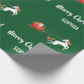 Papier Cadeau Joyeux Noël Père Noël Sleigh Unicorn Personnalisé (Coin)