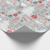 Papier Cadeau Joyeux Noël Père Noël Tree Main Drawn Motif Sage (Coin)